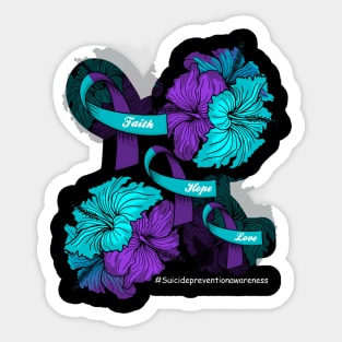 Faith Hope Love Teal Purple Ribbon Suicide Prevention Awareness Sticker